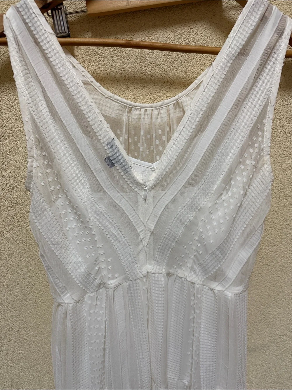 J. Crew White Sleeveless Midi Dress with Textured Dot Detail Size S #010
